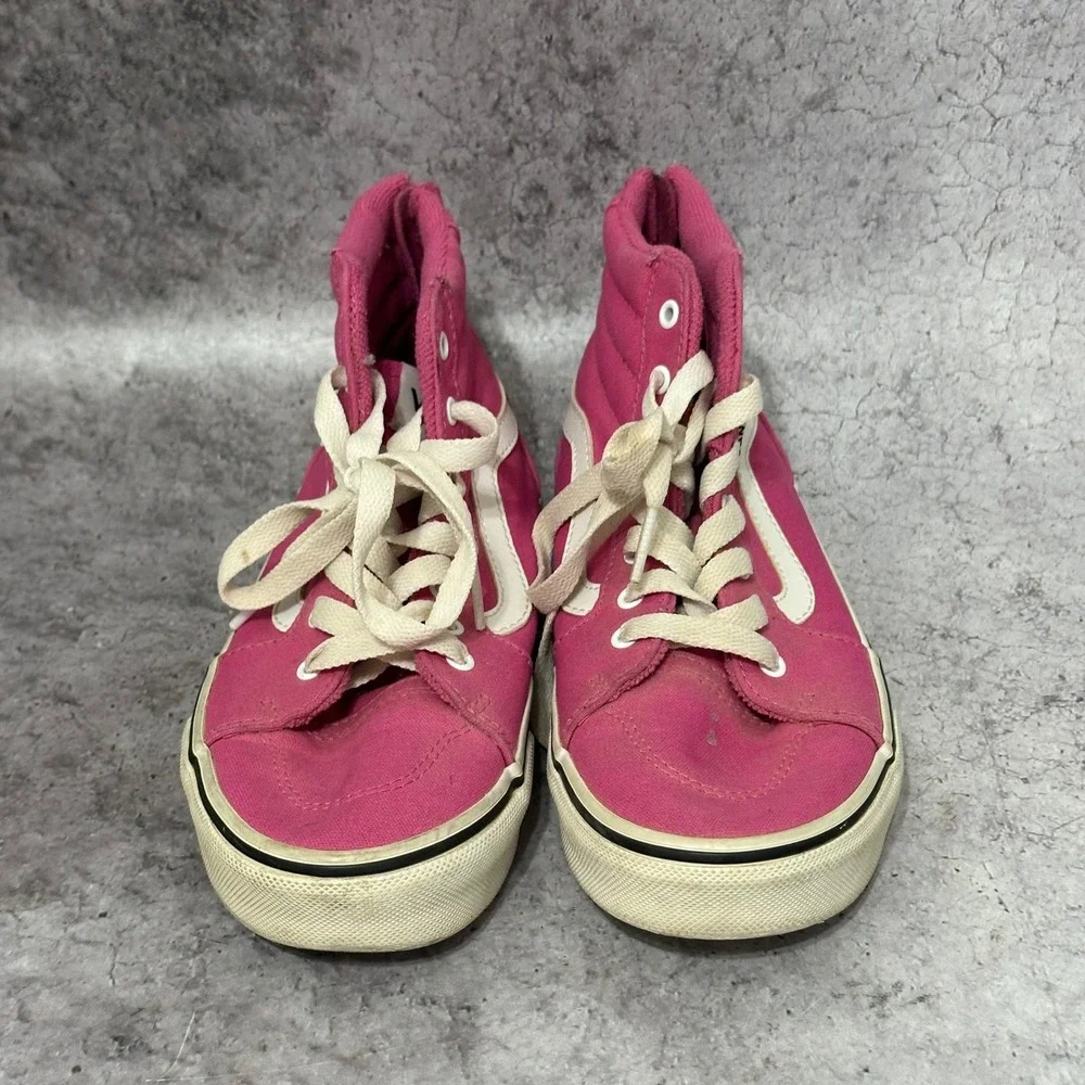 Vans Sk8-Hi Zip Kids Size 3.0 Pink High Top Skate Shoes Canvas Back Zip Sneaker